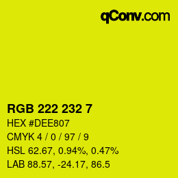 カラーコード: RGB 222 232 7 | qconv.com