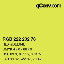 Color code: RGB 222 232 78 | qconv.com