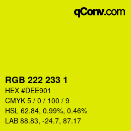 Color code: RGB 222 233 1 | qconv.com