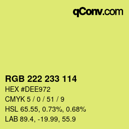 Color code: RGB 222 233 114 | qconv.com