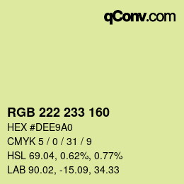 Color code: RGB 222 233 160 | qconv.com