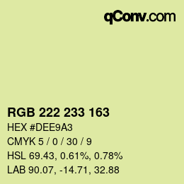 Color code: RGB 222 233 163 | qconv.com