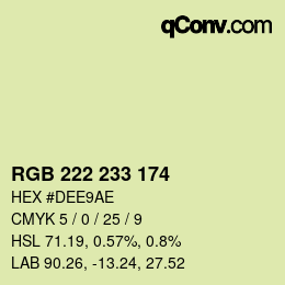 Color code: RGB 222 233 174 | qconv.com