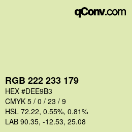 Color code: RGB 222 233 179 | qconv.com