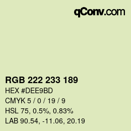 Color code: RGB 222 233 189 | qconv.com