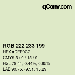 Color code: RGB 222 233 199 | qconv.com