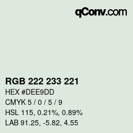 Color code: RGB 222 233 221 | qconv.com