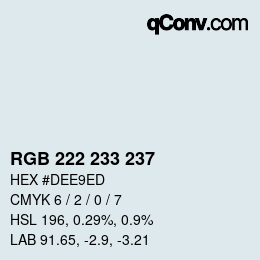 Color code: RGB 222 233 237 | qconv.com
