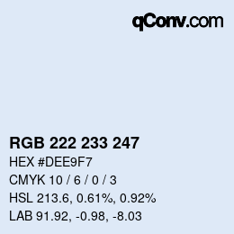Color code: RGB 222 233 247 | qconv.com