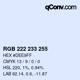 Color code: RGB 222 233 255 | qconv.com
