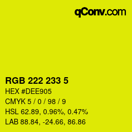 Color code: RGB 222 233 5 | qconv.com