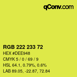 Color code: RGB 222 233 72 | qconv.com