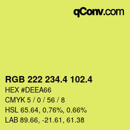 カラーコード: RGB 222 234.4 102.4 | qconv.com
