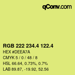 カラーコード: RGB 222 234.4 122.4 | qconv.com