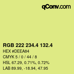 カラーコード: RGB 222 234.4 132.4 | qconv.com