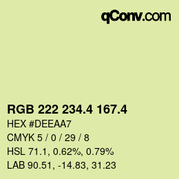 カラーコード: RGB 222 234.4 167.4 | qconv.com