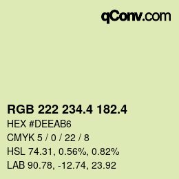 カラーコード: RGB 222 234.4 182.4 | qconv.com