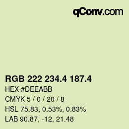 カラーコード: RGB 222 234.4 187.4 | qconv.com