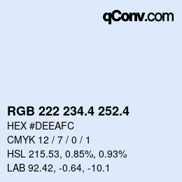 カラーコード: RGB 222 234.4 252.4 | qconv.com