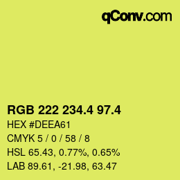 カラーコード: RGB 222 234.4 97.4 | qconv.com