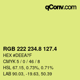カラーコード: RGB 222 234.8 127.4 | qconv.com