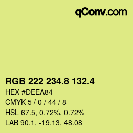 カラーコード: RGB 222 234.8 132.4 | qconv.com