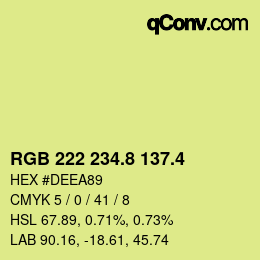 カラーコード: RGB 222 234.8 137.4 | qconv.com