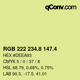 カラーコード: RGB 222 234.8 147.4 | qconv.com