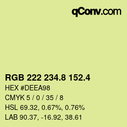 カラーコード: RGB 222 234.8 152.4 | qconv.com