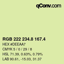 カラーコード: RGB 222 234.8 167.4 | qconv.com