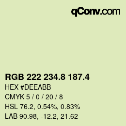 カラーコード: RGB 222 234.8 187.4 | qconv.com