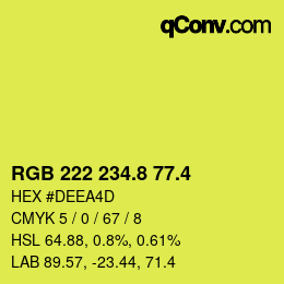 カラーコード: RGB 222 234.8 77.4 | qconv.com