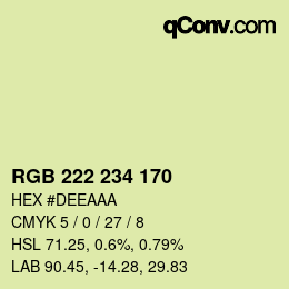 Color code: RGB 222 234 170 | qconv.com