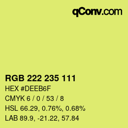 Color code: RGB 222 235 111 | qconv.com