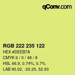 Color code: RGB 222 235 122 | qconv.com