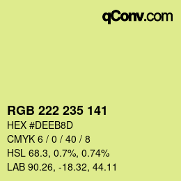 Color code: RGB 222 235 141 | qconv.com