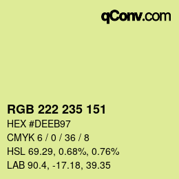 Color code: RGB 222 235 151 | qconv.com