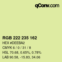 Color code: RGB 222 235 162 | qconv.com