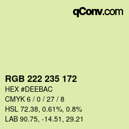 Color code: RGB 222 235 172 | qconv.com