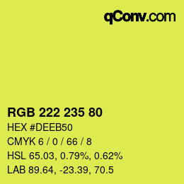 Color code: RGB 222 235 80 | qconv.com
