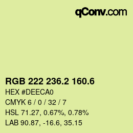 カラーコード: RGB 222 236.2 160.6 | qconv.com