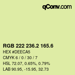 カラーコード: RGB 222 236.2 165.6 | qconv.com