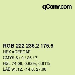 カラーコード: RGB 222 236.2 175.6 | qconv.com