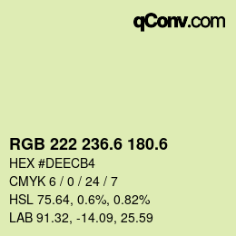 カラーコード: RGB 222 236.6 180.6 | qconv.com
