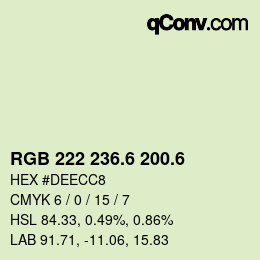 カラーコード: RGB 222 236.6 200.6 | qconv.com