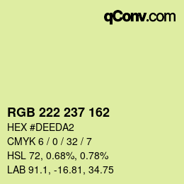 Color code: RGB 222 237 162 | qconv.com