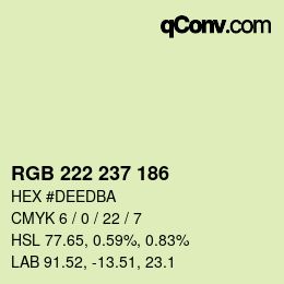 Color code: RGB 222 237 186 | qconv.com