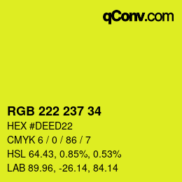 カラーコード: RGB 222 237 34 | qconv.com