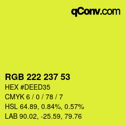 Color code: RGB 222 237 53 | qconv.com