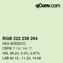 Color code: RGB 222 238 204 | qconv.com